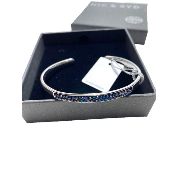 Blue & Silver C Nic & Syd Swarovski Bangle Bracelet – With Verification Code - Picture 2 of 10